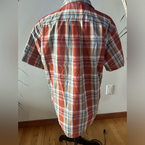 EDDIE BAUER men’s sz L short sleeve button down rustic plaid top - Picture 5 of 10